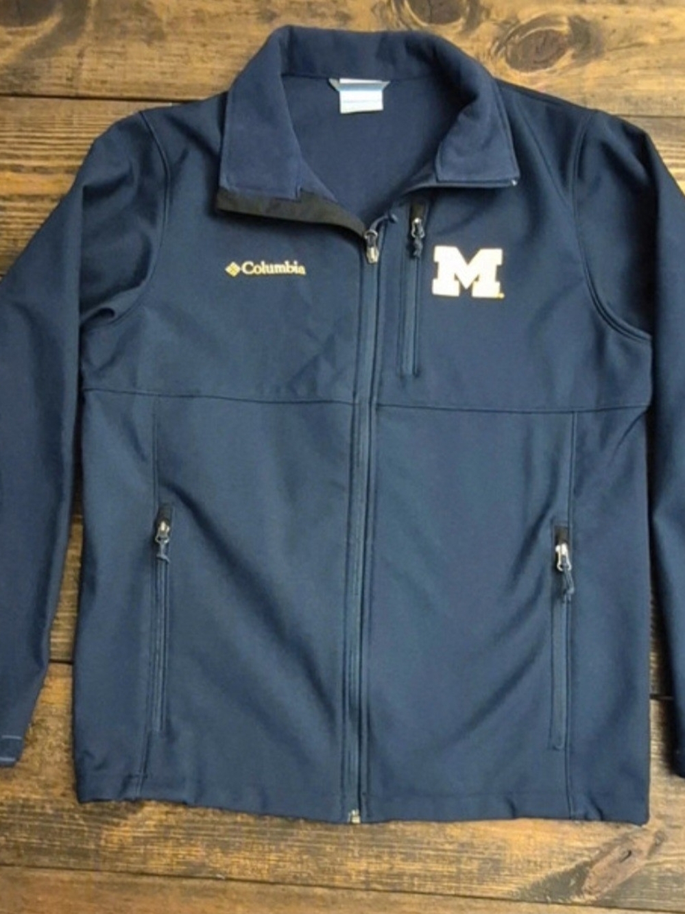 Columbia University Of Michigan, Navy Blue Mens Softshell Jacket